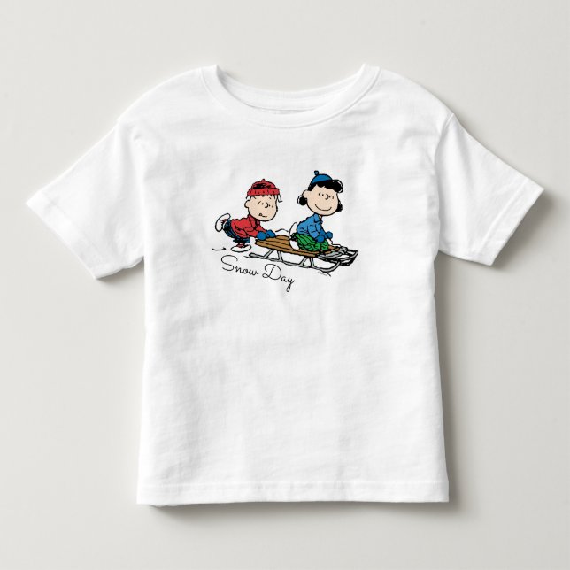 Camiseta De Bebé Cacahuetes | Linus & Lucy Sled Riding (Anverso)