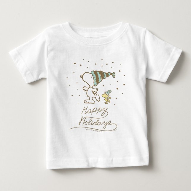 Camiseta De Bebé Cacahuetes | Patinaje de invierno Snoopy & Woodsto (Anverso)