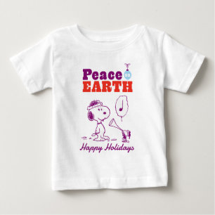 Camiseta De Bebé Cacahuetes Paz en la Tierra Snoopy y Woodstock