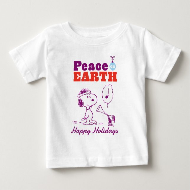 Camiseta De Bebé Cacahuetes | Paz en la Tierra Snoopy y Woodstock (Anverso)