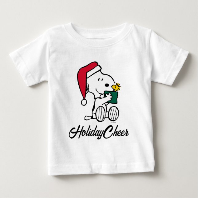 Camiseta De Bebé Cacahuetes | Regalo Snoopy Santa & Woodstock (Anverso)