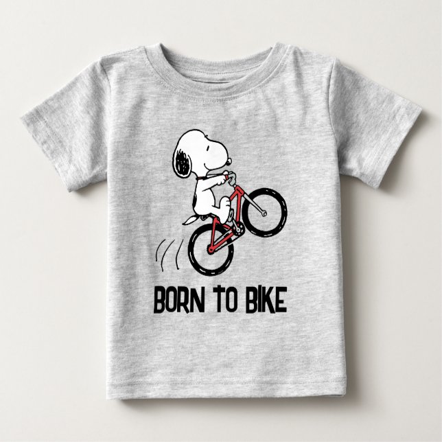 Camiseta De Bebé Cacahuetes | Rueda de bicicleta Snoopy (Anverso)