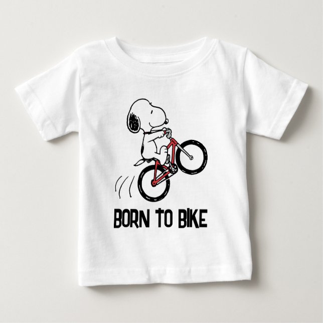 Camiseta De Bebé Cacahuetes | Rueda de bicicleta Snoopy (Anverso)