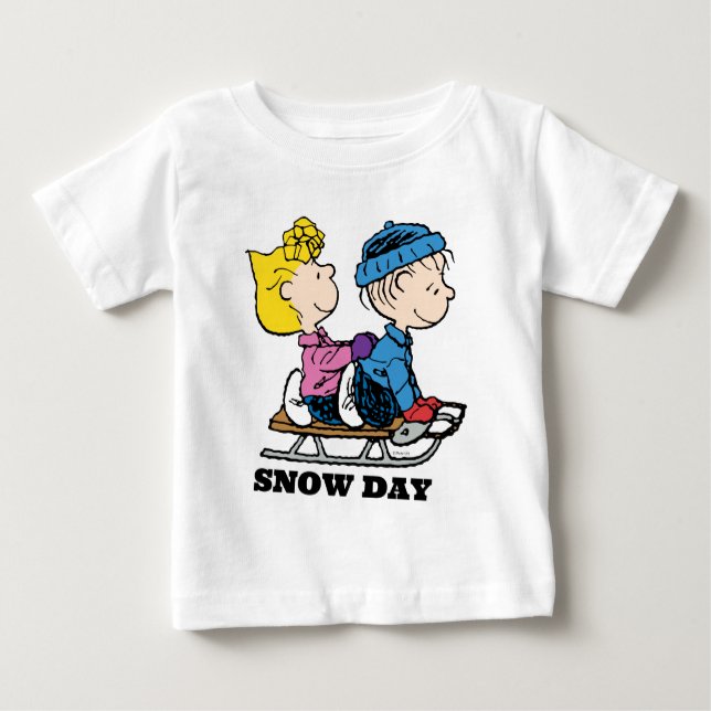 Camiseta De Bebé Cacahuetes | Sally & Linus Sled Riding (Anverso)