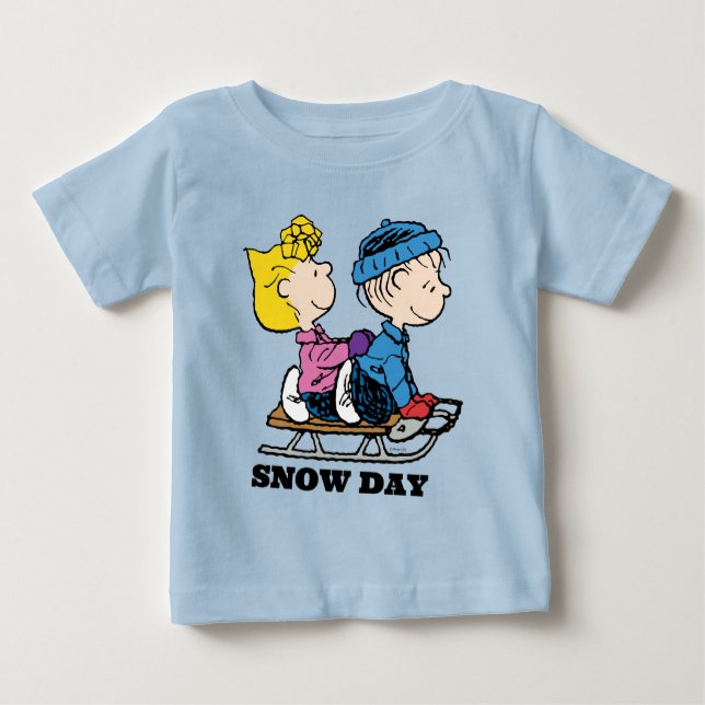 Camiseta De Bebé Cacahuetes | Sally & Linus Sled Riding (Anverso)