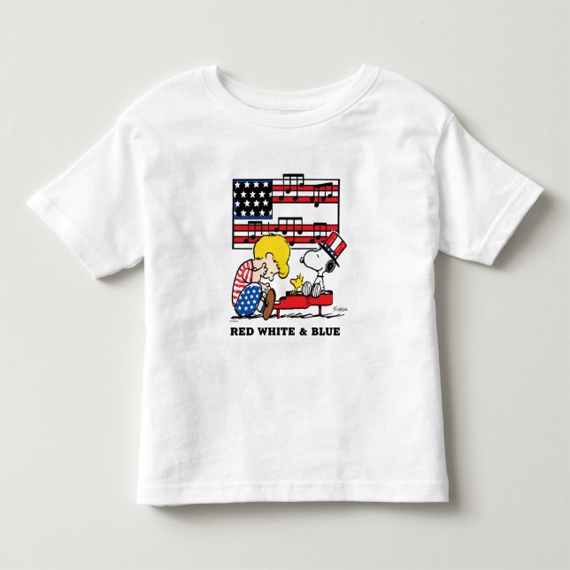 Camiseta De Bebé Cacahuetes | Schroeder patriótico, Woodstock y Sno (Anverso)