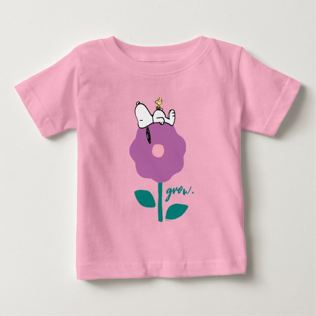 Camiseta De Bebé Cacahuetes | Silbato de flor de Snoopy y Woodstock (Anverso)