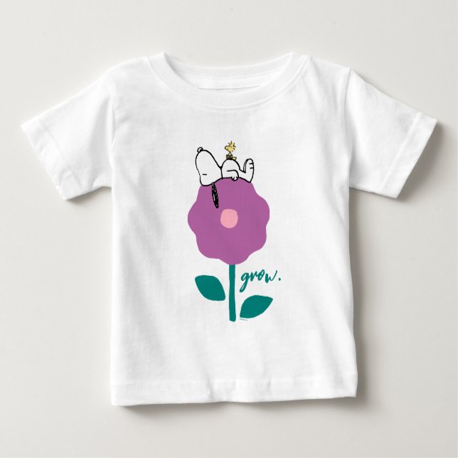 Camiseta De Bebé Cacahuetes | Silbato de flor de Snoopy y Woodstock (Anverso)