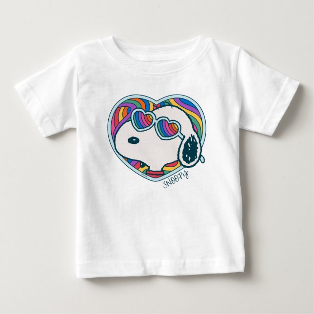 Camiseta De Bebé Cacahuetes | Snoopy Heart Rainbow (Anverso)