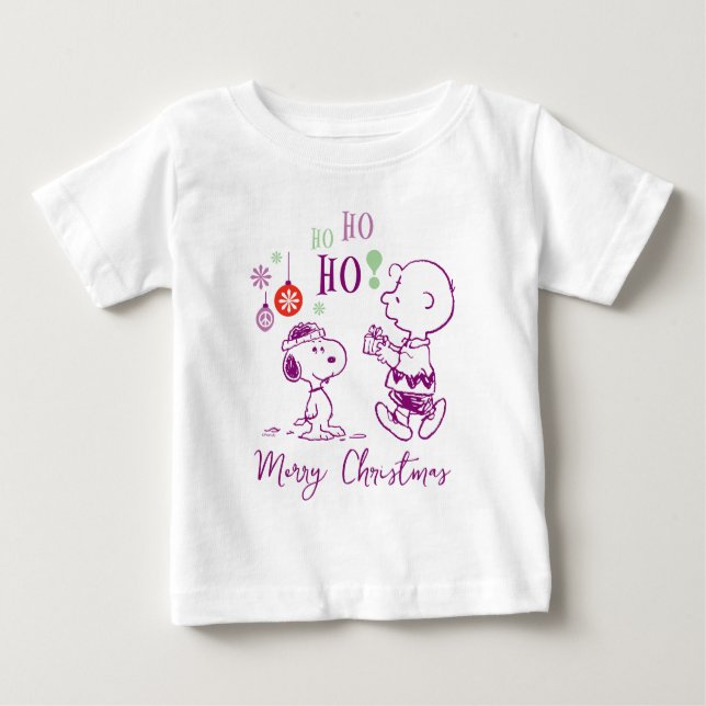 Camiseta De Bebé Cacahuetes | Snoopy y Charlie Brown Ho Ho Ho Ho (Anverso)