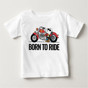 Camiseta De Bebé Cacahuetes   Snoopy y su motocicleta