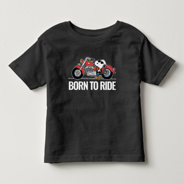 Camiseta De Bebé Cacahuetes | Snoopy y su motocicleta (Anverso)
