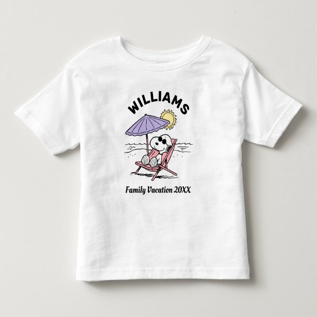 Camiseta De Bebé Cacahuetes | Vacaciones Snoopy Beach Family (Anverso)