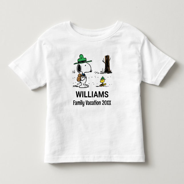 Camiseta De Bebé Cacahuetes | Vacaciones Snoopy & Woodstock Family (Anverso)