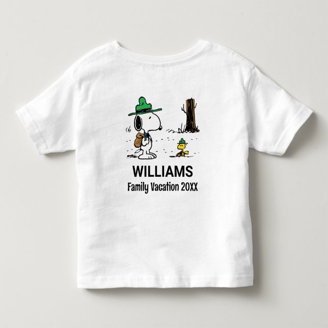Camiseta De Bebé Cacahuetes | Vacaciones Snoopy & Woodstock Family (Reverso)