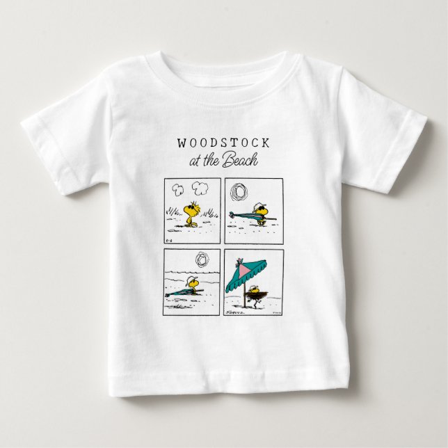 Camiseta De Bebé Cacahuetes | Woodstock en la playa (Anverso)