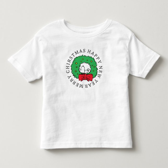 Camiseta De Bebé Cacahuetes | Wreath de Navidades Snoopy (Anverso)