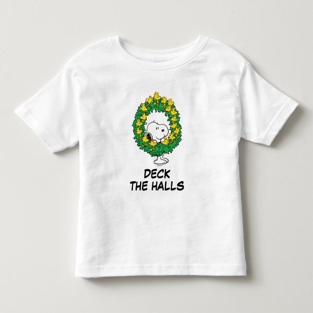 Camiseta De Bebé Cacahuetes | Wreath de Navidades Snoopy y Woodstoc (Anverso)