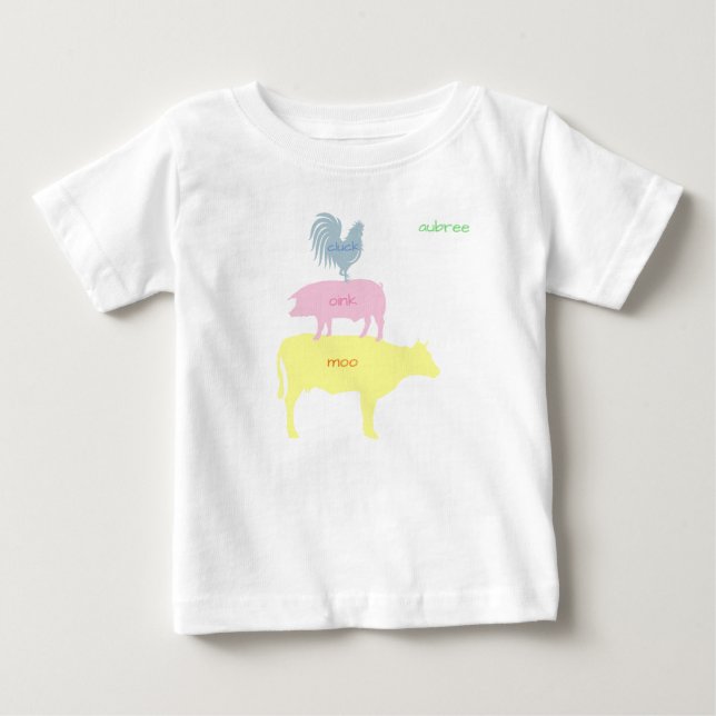 Camiseta De Bebé cacareo, gruñido, moo Personalizable (Anverso)