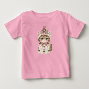 Camiseta De Bebé Cachorro Adorable con Lazo Corazones Bebé