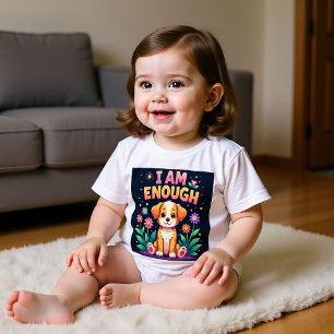 Camiseta De Bebé Cachorro Adorable en un Jardín