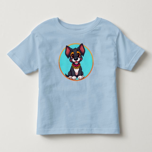 Camiseta De Bebé Cachorro Animado Adorable con Collar (Anverso)