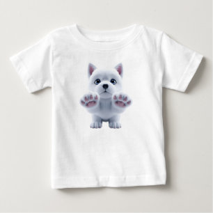 Camiseta De Bebé Cachorro Blanco Esponjoso Adorable