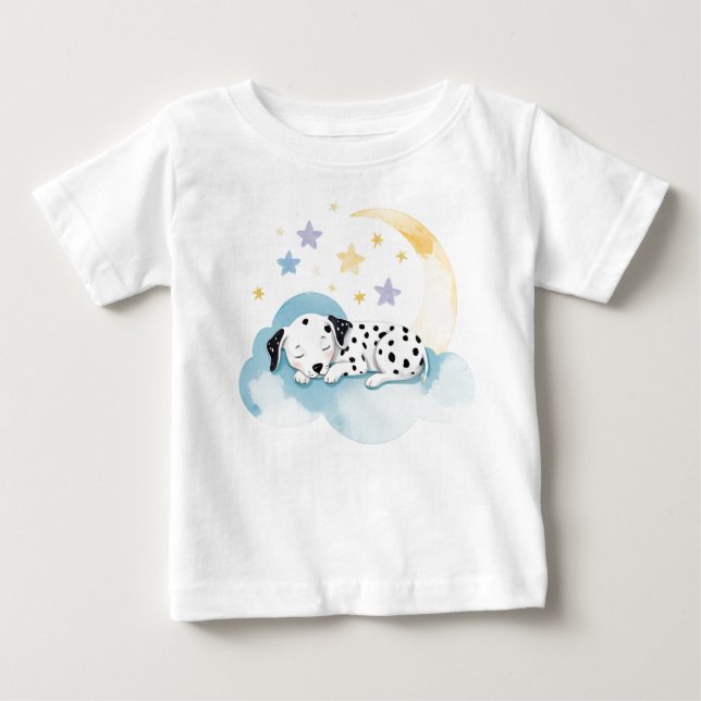 Camiseta De Bebé Cachorro cachorro dalmatiano en la luna - (Anverso)