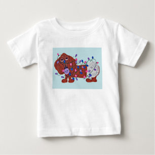 Camiseta De Bebé  Cachorro Dachshund Bebé Enredado En Luces De Navi