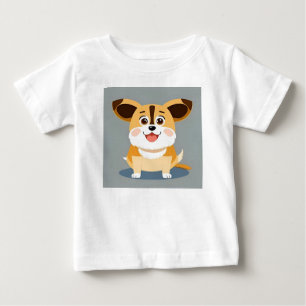 Camiseta De Bebé Cachorro de dibujos animados lindo con expresión a