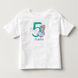 Camiseta De Bebé Cachorro de la sirena del bebé 5 cumpleaños