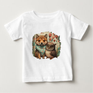 Camiseta De Bebé Cachorro de lobo adorable y búho