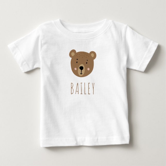 Camiseta De Bebé Cachorro de oso moderno azul lindo (Anverso)