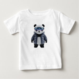 Camiseta De Bebé Cachorro de Panda Cyberpunk en Tokio Neon