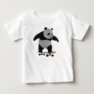 Camiseta De Bebé Cachorro de panda montando monopatín en la acera