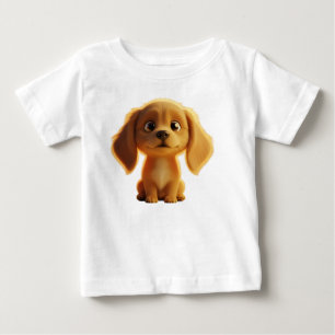 Camiseta De Bebé Cachorro Dorado Adorable Ilustración 3D
