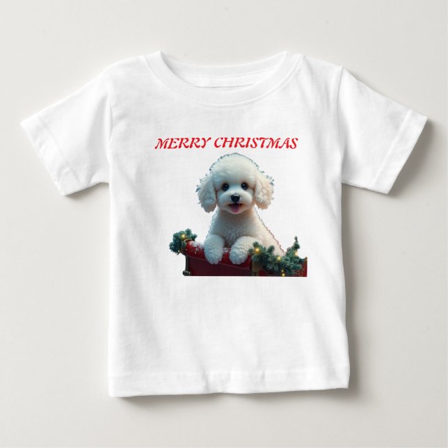 Camiseta De Bebé cachorro feliz navidad (Anverso)
