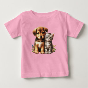 Camiseta De Bebé Cachorro/gatito