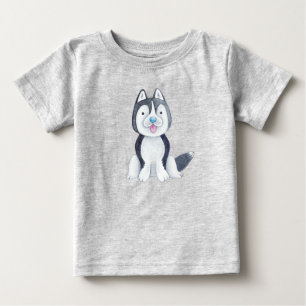 Camiseta De Bebé Cachorro Husky Bebé Mascota Adorable