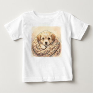 Camiseta De Bebé Cachorro lindo envuelto en manta tejida