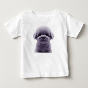 Camiseta De Bebé Cachorro Morado Esponjoso y Adorable Aislado