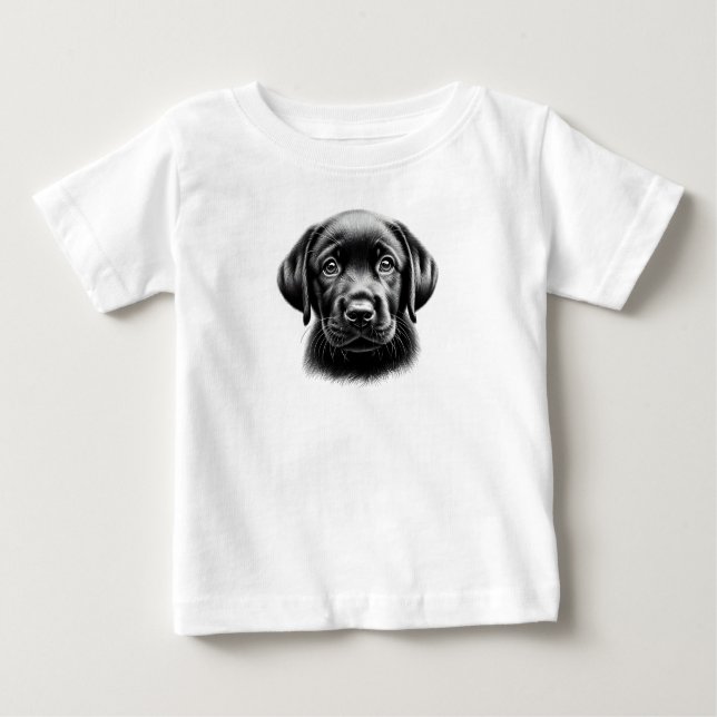 Camiseta De Bebé Cachorro negro de laboratorio (Anverso)