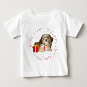 Camiseta De Bebé Cachorro Shih Tzu Primera Navidad