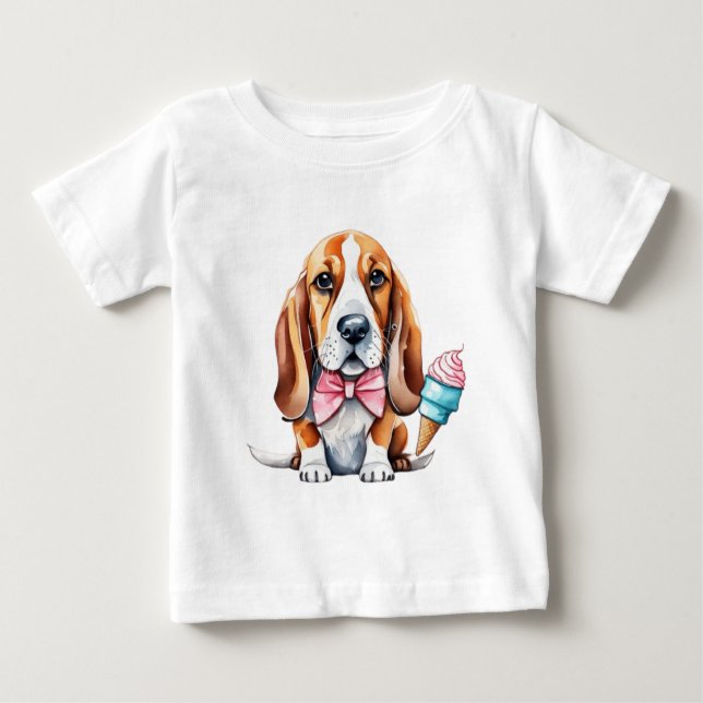 Camiseta De Bebé Cachorro y frutas (Anverso)