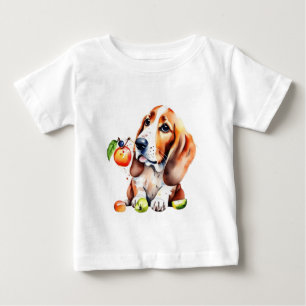Camiseta De Bebé Cachorro y frutas