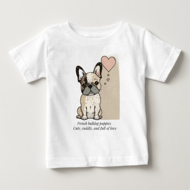 Camiseta De Bebé Cachorros de bulldog franceses - Cuidados y llenos (Anverso)
