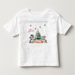 Camiseta De Bebé Cachorros extravagantes junto al árbol de Navidad