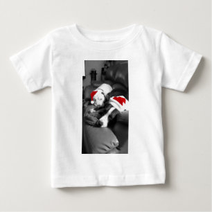 Camiseta De Bebé cachorros pitbull dormilones adorables de navidad