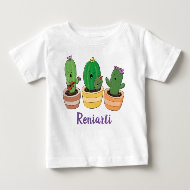 Camiseta De Bebé Cactus canto lindo personalizado ilustracion (Anverso)