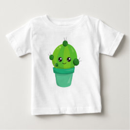 Camiseta De Bebé Cactus Cute, Cactus Kawaii, Cactus Verde, Pot